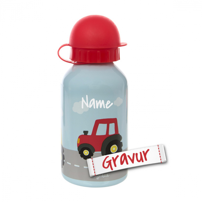 Sigikid Kinder Trinkflasche Traktor, 350ml mit Gravur