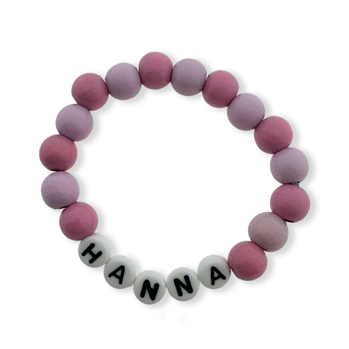 Personalisierbares Rosa Perlenarmband für Babys, Geschenk zur Taufe